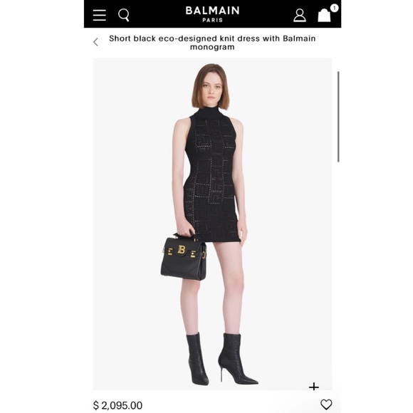 Black Balmain knit dress with monogram - Picture 2 of 8